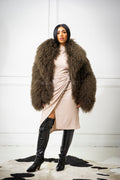 Women's Celia Mongolian Fur Jacket [Olive]