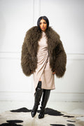 Women's Celia Mongolian Fur Jacket [Olive]