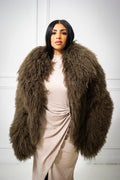 Women's Celia Mongolian Fur Jacket [Olive]