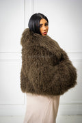 Women's Celia Mongolian Fur Jacket [Olive]