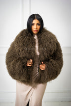 Women's Celia Mongolian Fur Jacket [Olive]