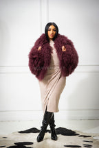 Women's Celia Mongolian Fur Jacket [Wine]