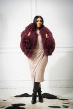 Women's Celia Mongolian Fur Jacket [Wine]