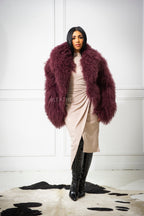 Women's Celia Mongolian Fur Jacket [Wine]
