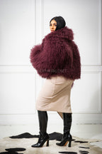 Women's Celia Mongolian Fur Jacket [Wine]
