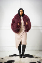 Women's Celia Mongolian Fur Jacket [Wine]