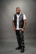 Men's Leather Brooklyn Vest With Leather Cargo Pants [Black]