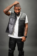 Men's 2 Live and Die Vest With Leather Cargo Pants [Black/Black]