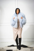 Women's Celia Mongolian Fur Jacket [Ice Blue]