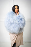 Women's Celia Mongolian Fur Jacket [Ice Blue]