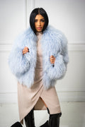 Women's Celia Mongolian Fur Jacket [Ice Blue]