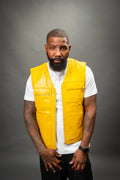 Men's 2 Live and Die Vest With Leather Cargo Pants [Black/Yellow]
