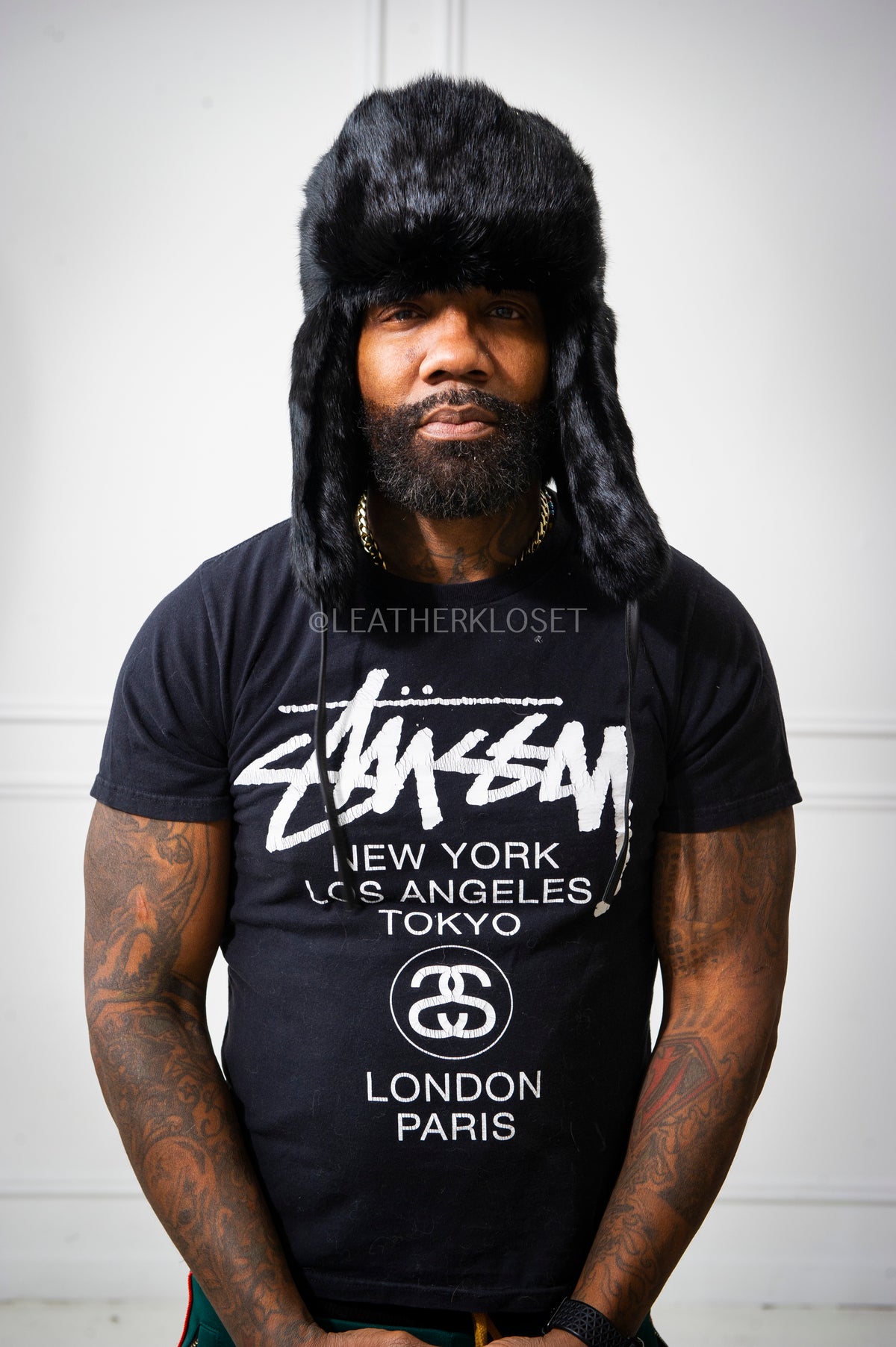 Unisex Rabbit Fur Trooper Hat [Black]