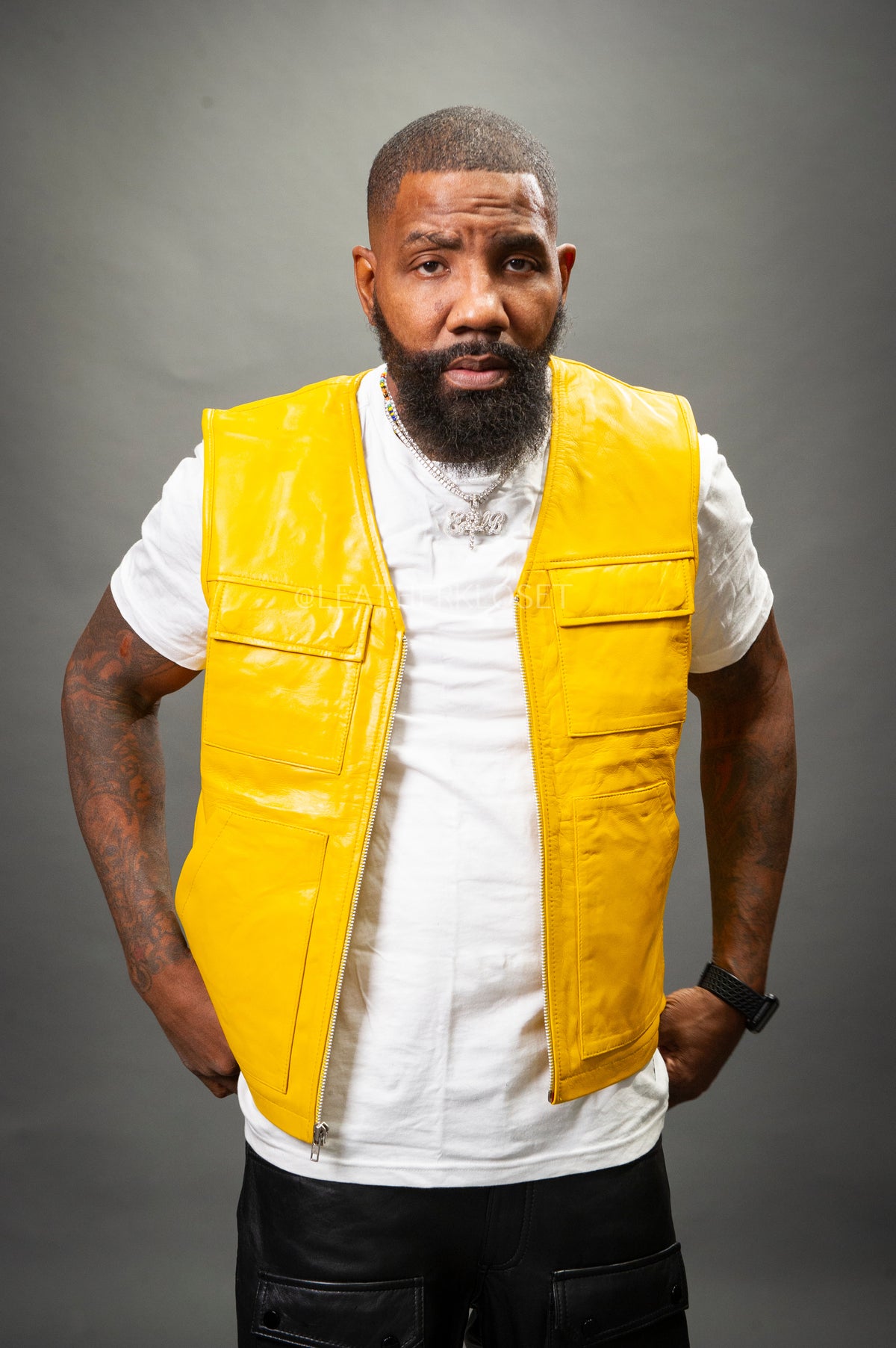 Men's Leather Brooklyn Vest [Yellow]