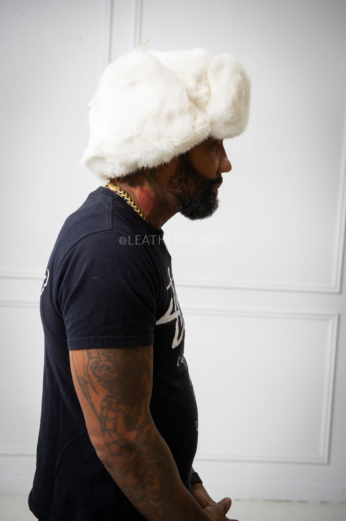 Unisex Rabbit Fur Trooper Hat [White]