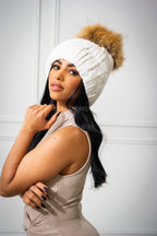 Women's Knitted Rabbit Beanie [White]