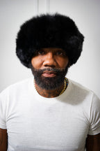 Men's Leather And Fox Russian Hat [Black]