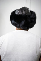 Men's Leather And Fox Russian Hat [Black]