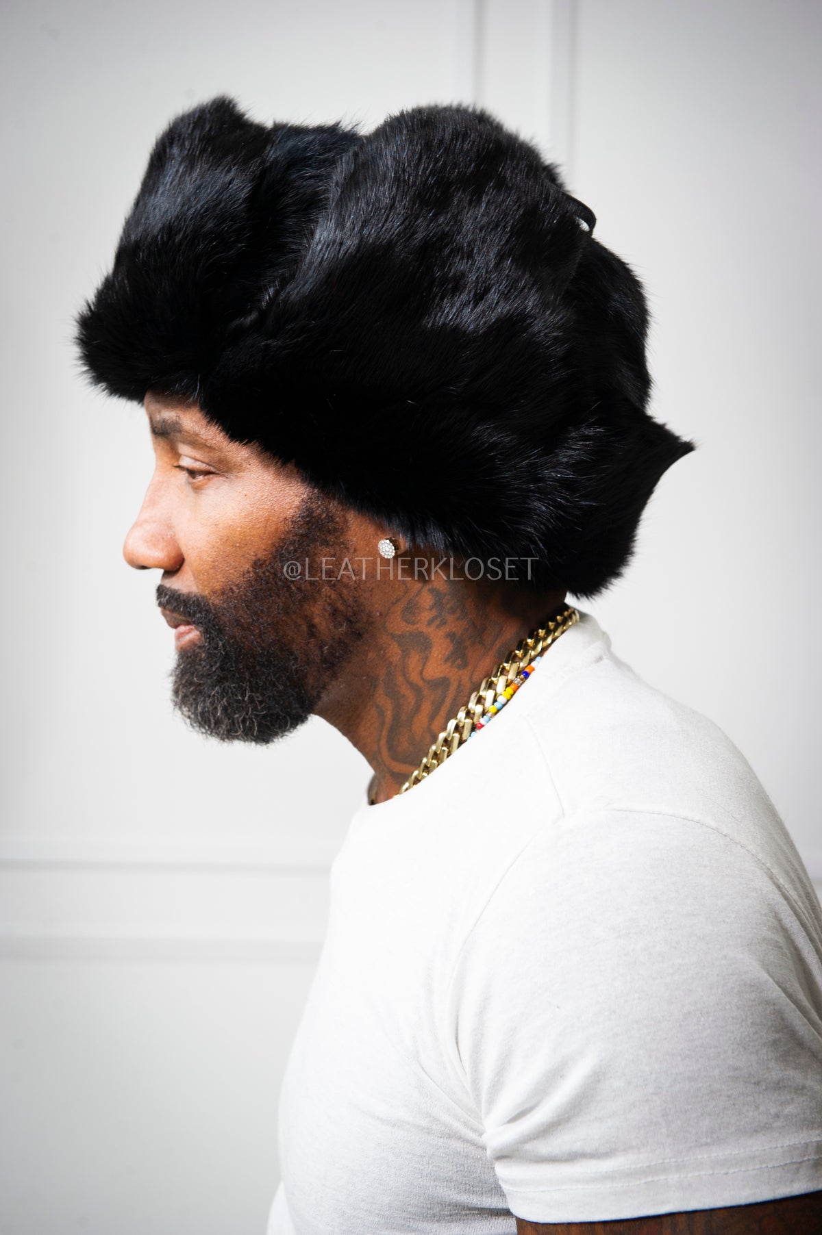 Unisex Mink Fur Trooper Hat [Black]