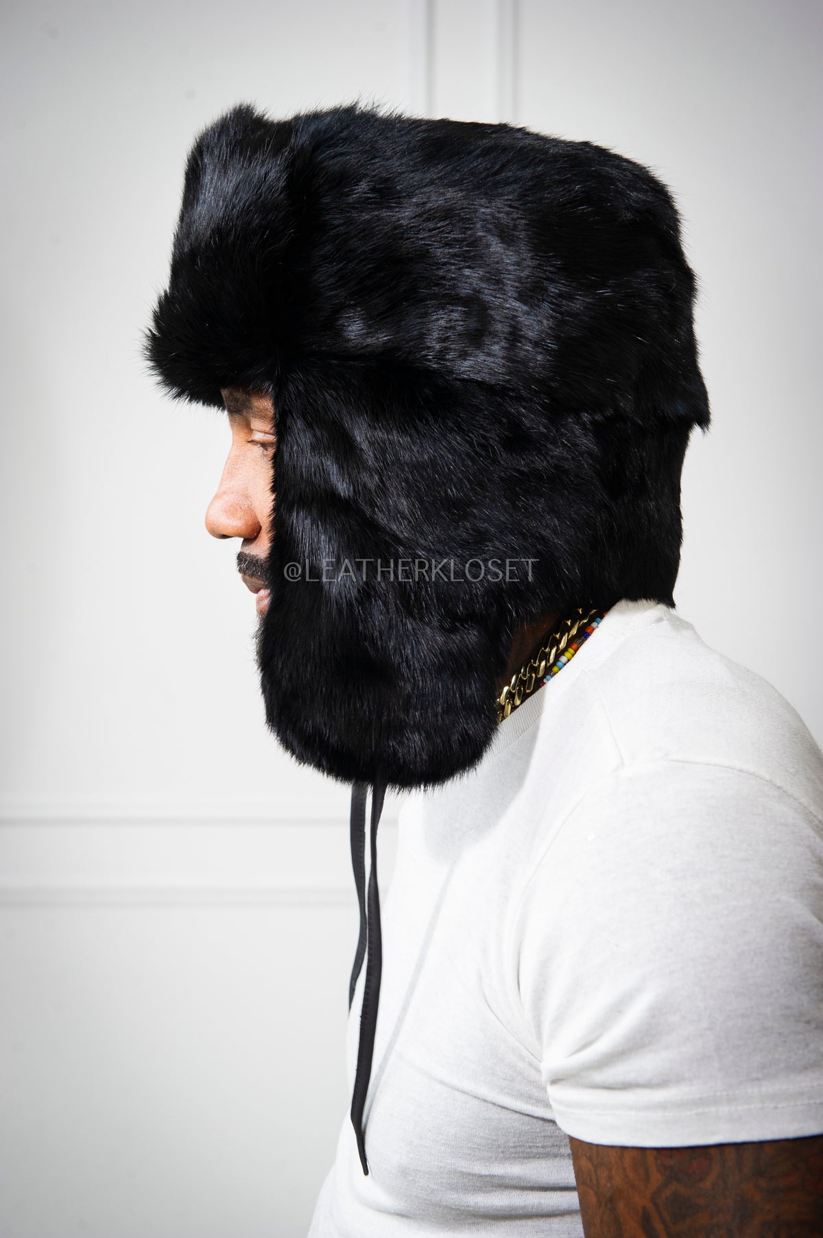 Unisex Mink Fur Trooper Hat [Black]