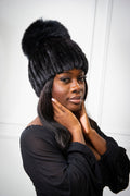Women's Knitted Mink Beanie [Black]