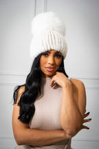 Women's Knitted Rabbit Beanie [White]