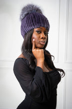 Women's Knitted Rabbit Beanie [Grey]