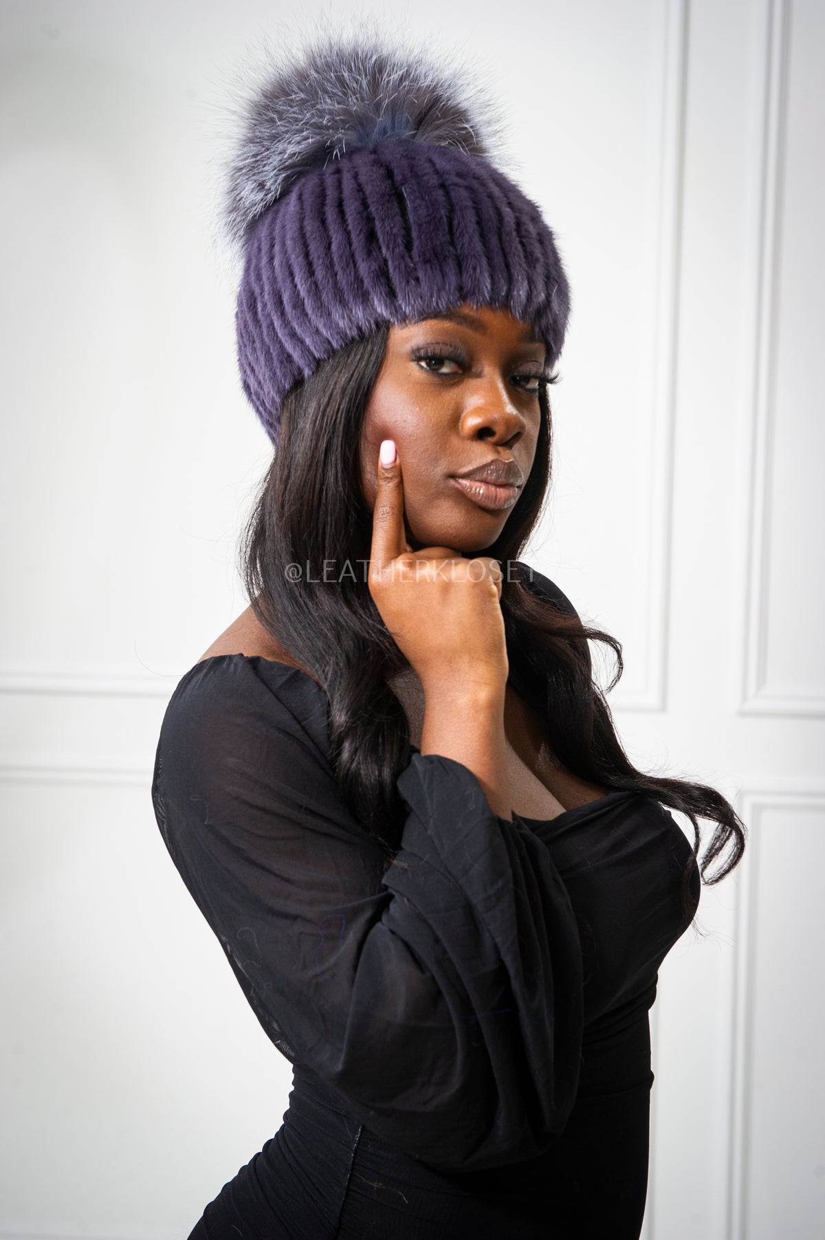 Women's Knitted Rabbit Beanie [Grey]