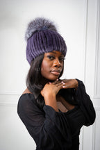 Women's Knitted Rabbit Beanie [Grey]