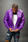 Men's Classic Baseball Leather Jacket [Purple]