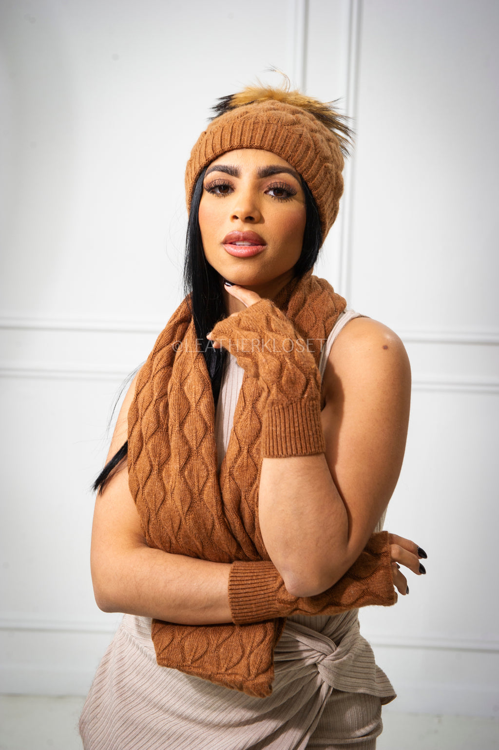 Women's Cashmere Gift Set [Brown]