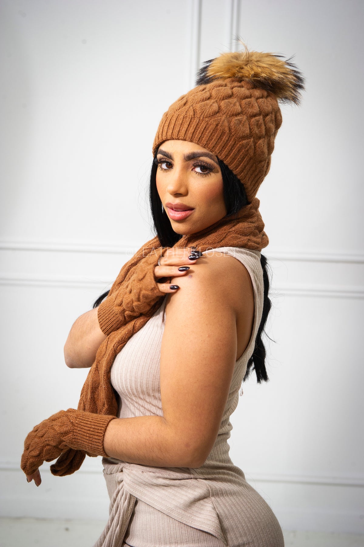 Women's Cashmere Gift Set [Brown]