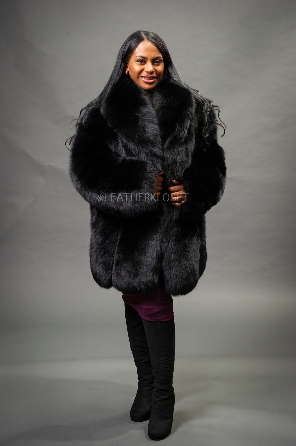 Women's Fox Parka Coat [Black]