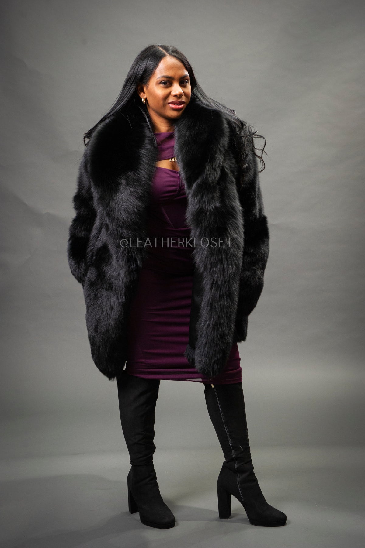 Women's Fox Parka Coat [Black]