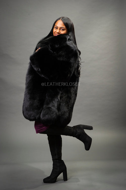 Women's Fox Parka Coat [Black]