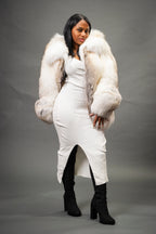 Women's Marielle Oversize Fox Bomber Jacket [Caramel Swirl]
