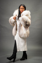 Women's Marielle Oversize Fox Bomber Jacket [Caramel Swirl]