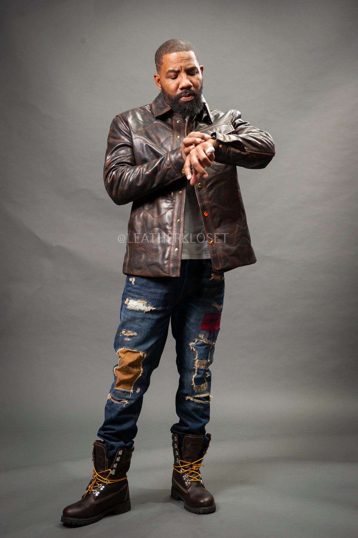 Men's Mark Leather Shirt [Copper]