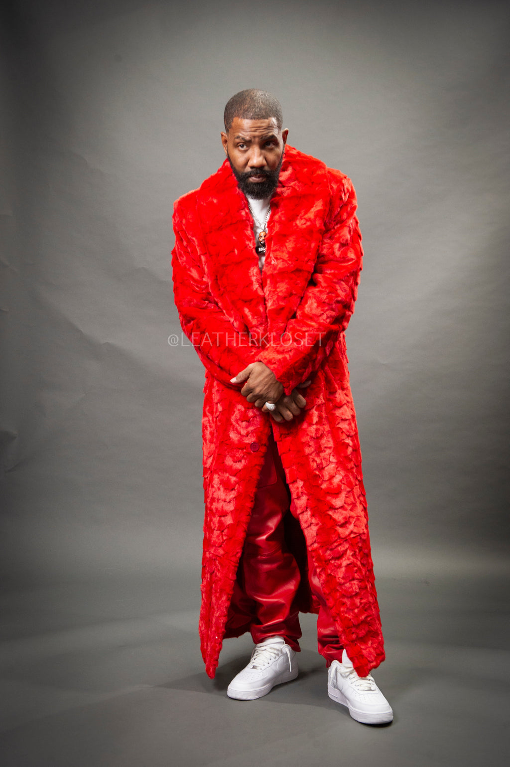 Men's Mink Full Length Trench [Red]