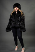 Women's Camila Mink Bomber Jacket [Black]