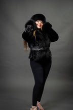 Women's Camila Mink Bomber Jacket [Black]