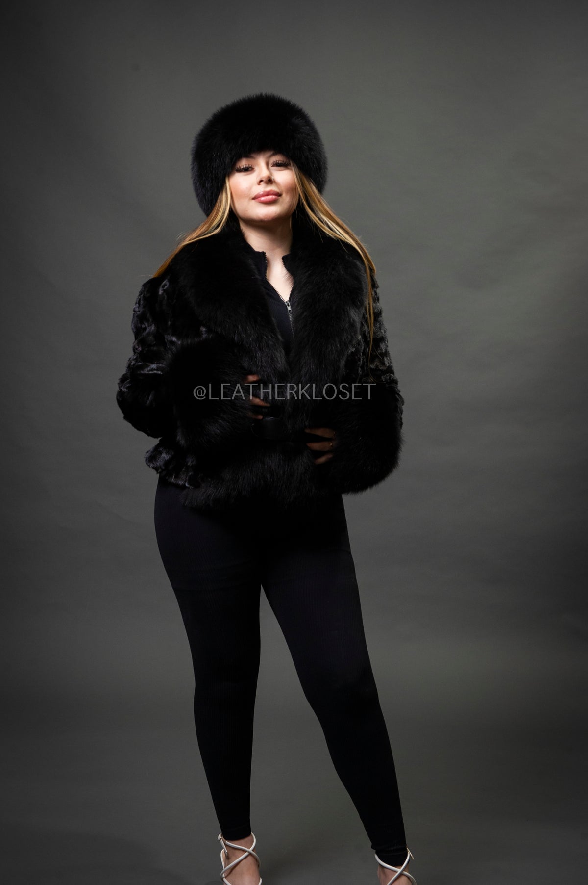 Women's Camila Mink Bomber Jacket [Black]
