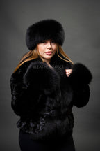 Women's Camila Mink Bomber Jacket [Black]
