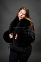 Women's Camila Mink Bomber Jacket [Black]