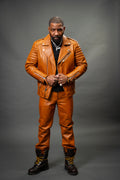Men's Jay Biker Leather Jacket [Saddle]