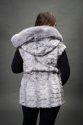 Women's Mink Vest With Hood [Grey]
