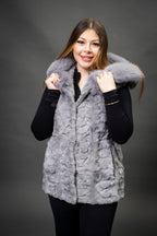 Women's Mink Vest With Hood [Grey]
