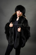 Women's Mink Poncho With Matching Headband [Black]