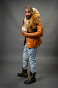 Men's Jay Biker Saddle With Full Fox Fur Collar [Raccoon]