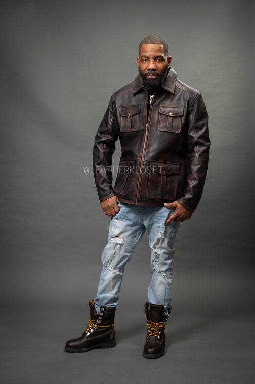 Men's Safari Leather Jacket [Copper]